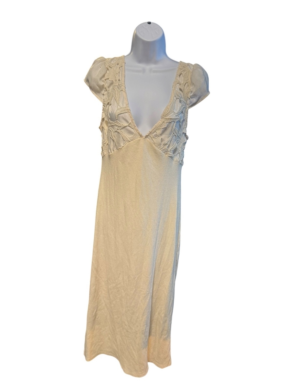 ZARA Cream Knit Dress with Crochet Detail